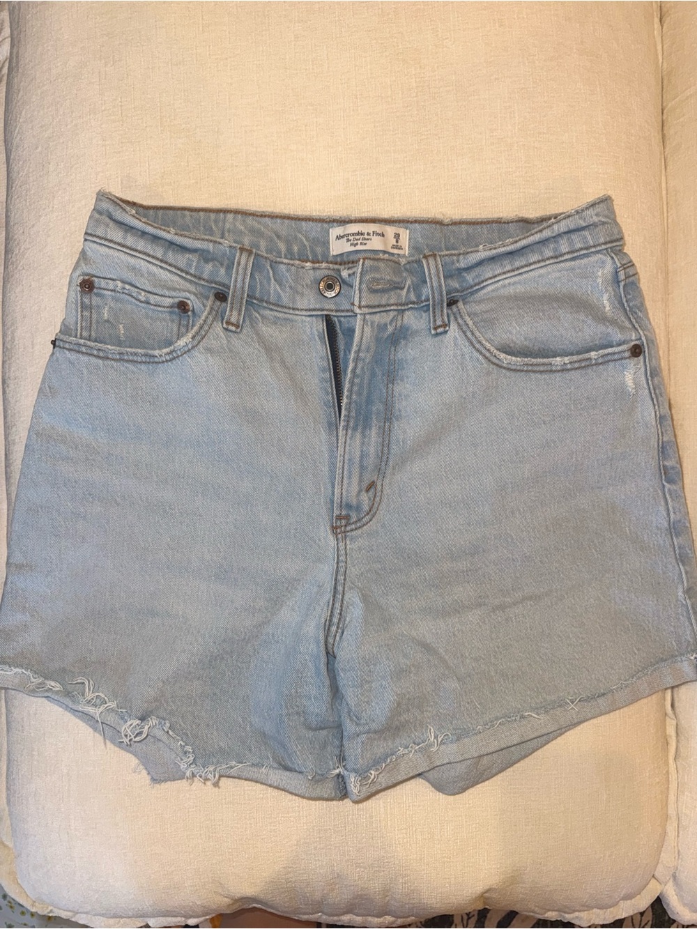 Abercrombie & Fitch Light Wash Denim High-Rise Cutoff Shorts